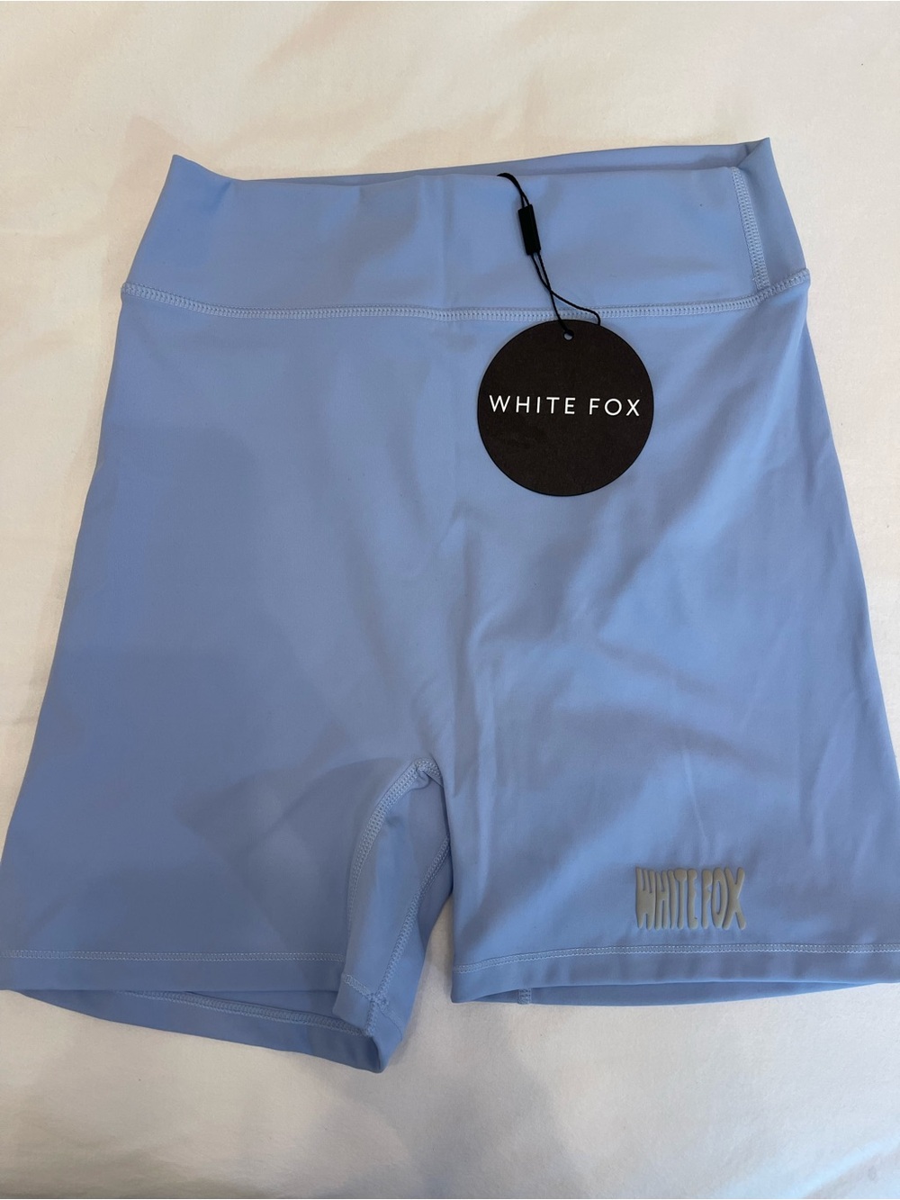 White Fox Boutique Light Blue High-Rise Bike Shorts